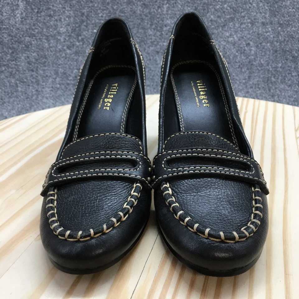 Villager By Liz Claiborne 高跟鞋女式 8 M 城堡懒人鞋乐福鞋高跟鞋黑色 — 第 4/4 张图片