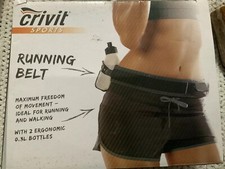 Crivit Sports Running Belt With 2 Ergonomic 0.3L Bottles Black New In Box