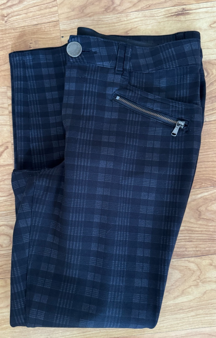 Wit & Wisdom Plaid Skinny Pants Women's Size 10 EUC Black Gray