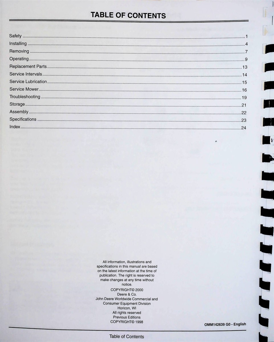 John Deere Mower Deck Owners Operators Manual 54