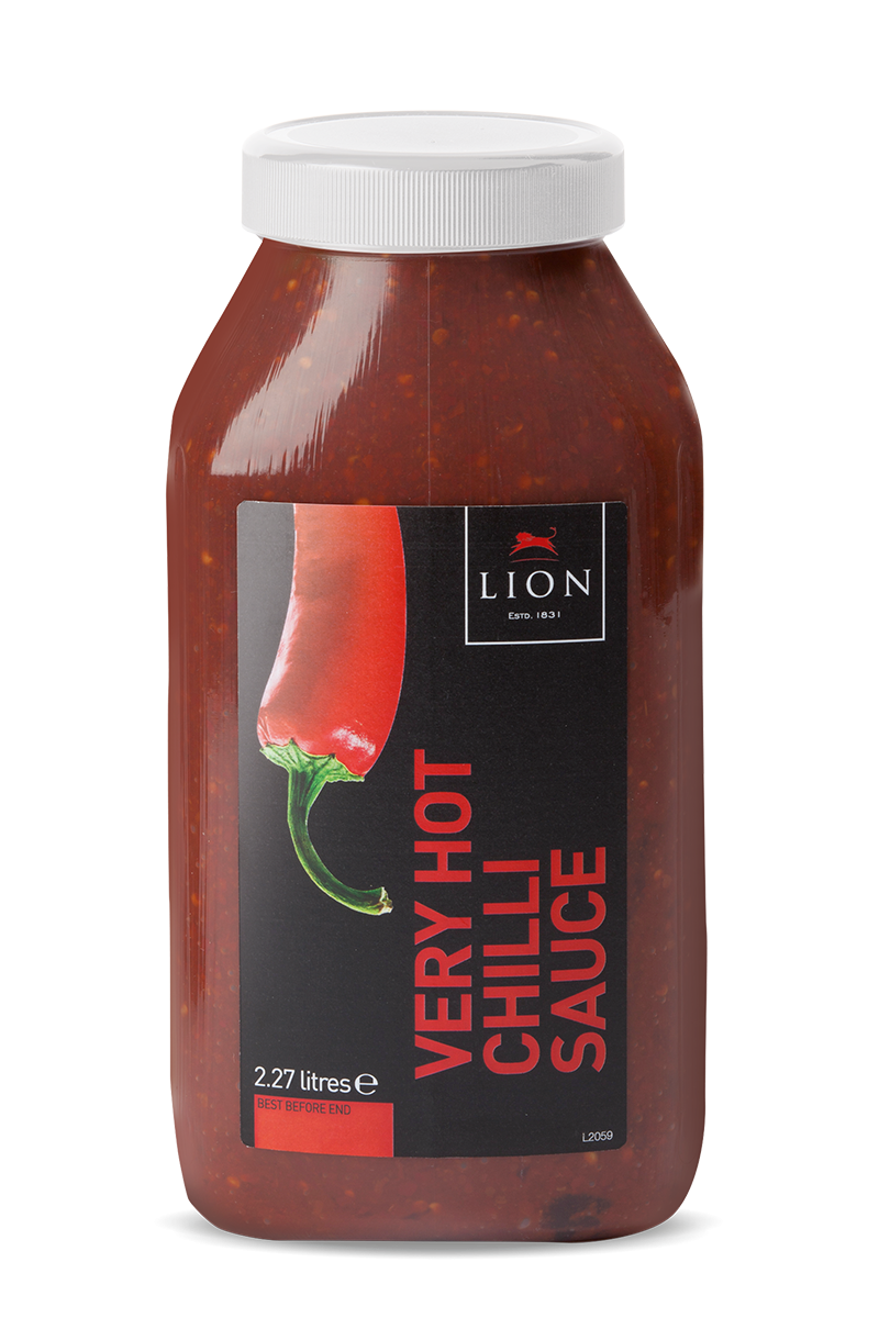 LION VERY HOT CHILLI SAUCE 2.27kg Catering Jar Kebab Takeaway Cafes BBQ a
