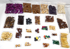 Assorted Wooden Bead Variety Lot Finished  Unfinished 