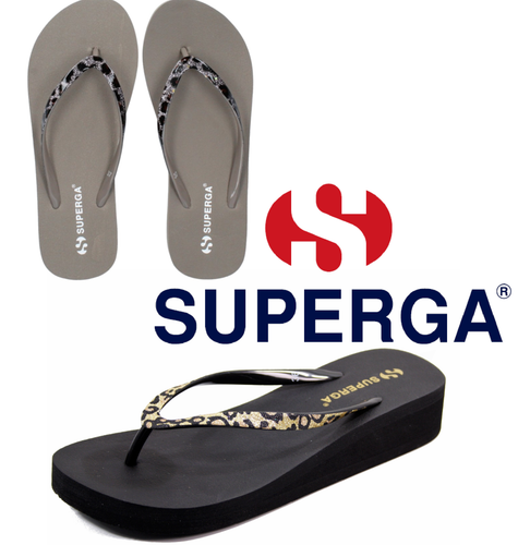 Infradito DONNA ZEPPA 4cm gomma nero grigio maculato SUPERGA mare sandali  NEW | eBay