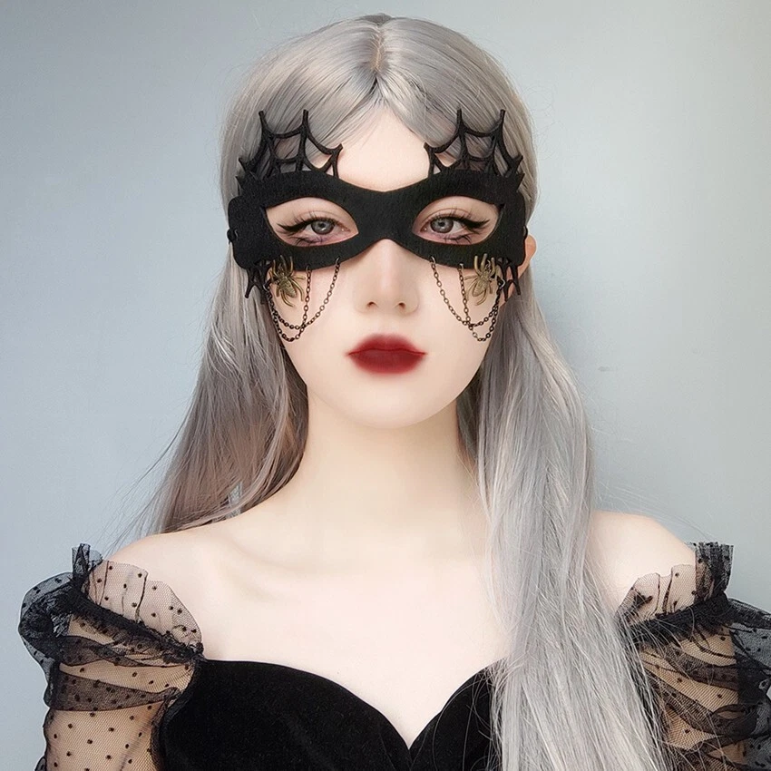 SN-A1-5 Medieval Evil Vampire Witch Halloween Gothic Costume Spider and Net Mask - Image 2 of 4