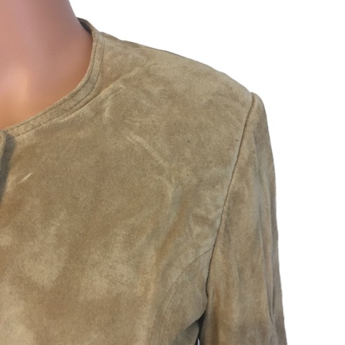 Vintage Carroll Reed Women's Size 10 Tan Leather Jacket Button Down & Lined - Picture 6 of 11