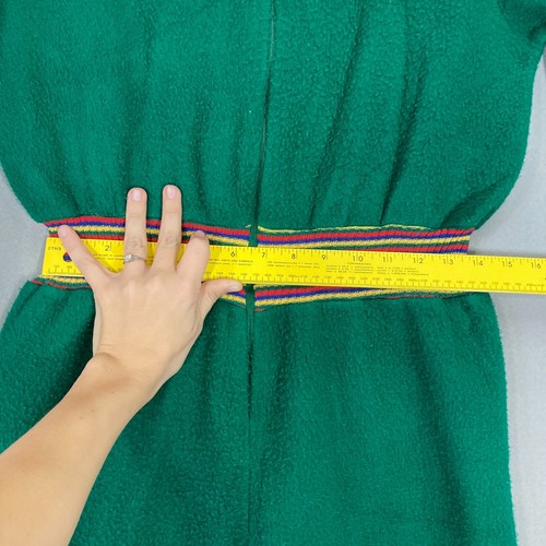 Vintage Sears JR Bazaar One Piece Pajamas Juniors 13 Green Rainbow Stripe Fleece - Picture 6 of 11