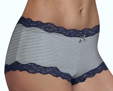 MAIDENFORM Scalloped Lace Trim Grey White Navy Hipster Panty Womens S 5 M 6 L 7