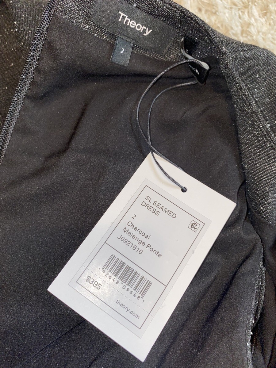 $395 NWT Theory SL Seamed Melange Ponte Charcoal Dress sz 2 | eBay