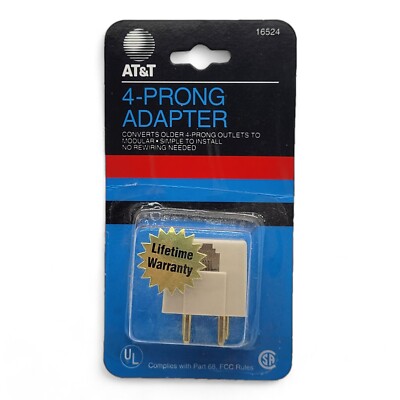 AT&T Telephone 4-prong Adapter 16524 Converts Older 4-Prong Outlets to ...