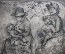 PIERRE AUGUSTE RENOIR-French Impressionist-LIM.ED Etching-Mothers Children