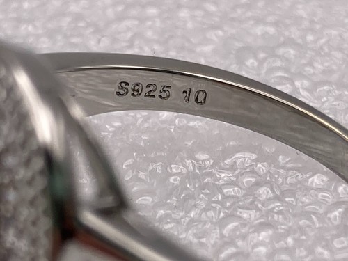 Sterling Silver Three Row CZ Cocktail Statement Ring Size 10 - Picture 6 of 9