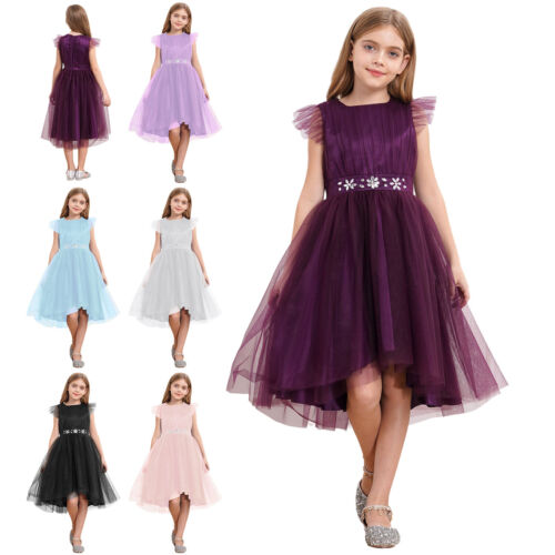 Kids Girl~Princess Dress Vintage Ruffle Tutu Tulle Wedding Party Graduation Prom