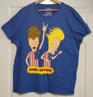 MTV Beavis and Butthead Patriotic American Flag Blue Women's T-Shirt ...