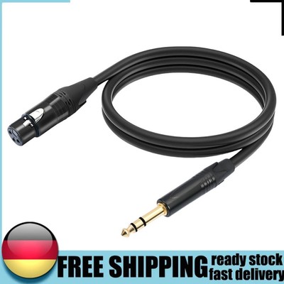 XLR Female To 1/4inch 6.35mm TRS Stereo Jack Cables Black for Microphone Mixer