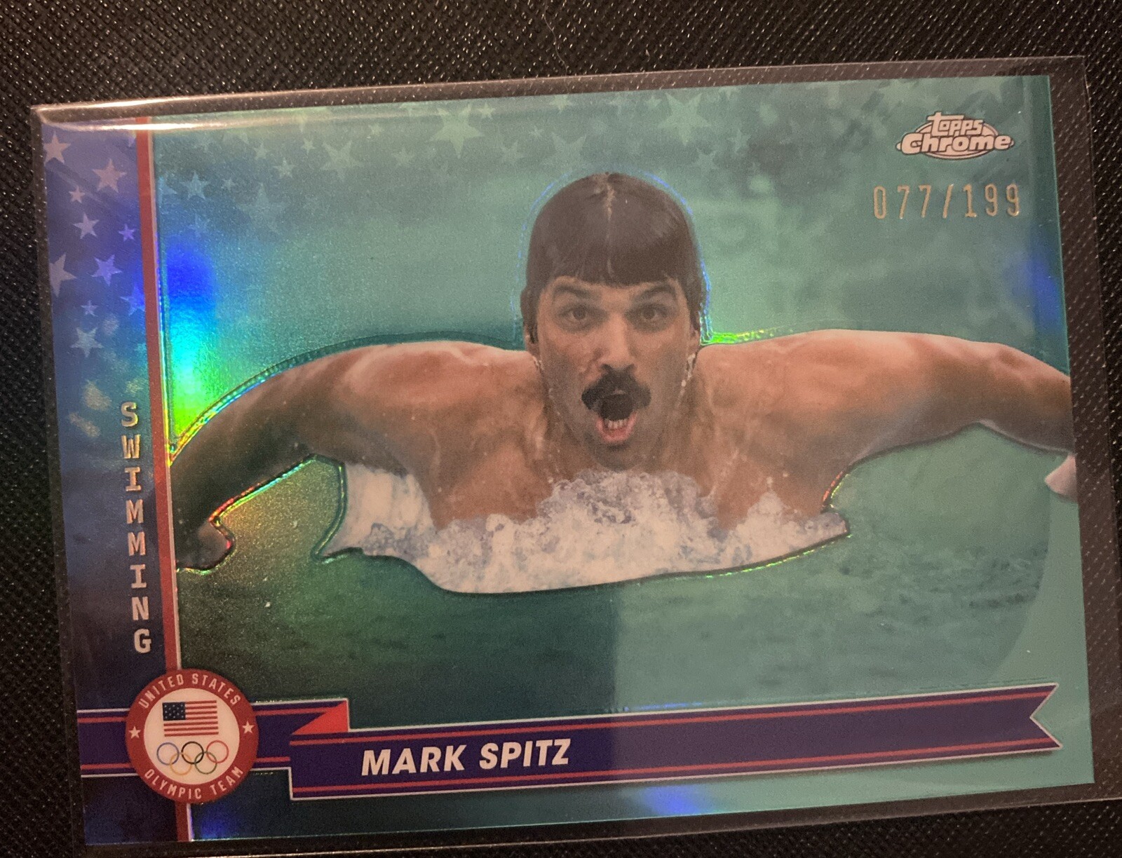 MARK SPITZ 2024 Topps Chrome U.S. Olympic Team AQUA Refractor # /199 SP Swimming