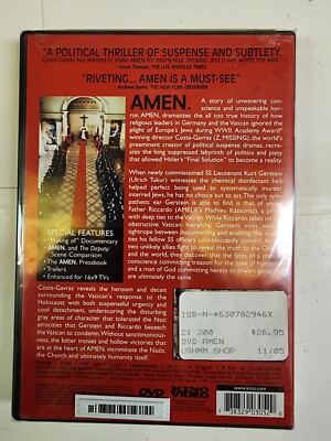 Amen - ULRICH TUKUR - MATHIEU KASSOVITZ (DVD, 2003) BRAND NEW