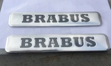 BRABUS Logo ALUMINIUM SILVER FENDER DOOR BADGE EMBLEM 82,15X 15,10 Set Of 2 Pcs