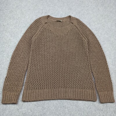 Closed Damen Alpaka Wolle Pullover Größe M Brown Open-Knit Weich