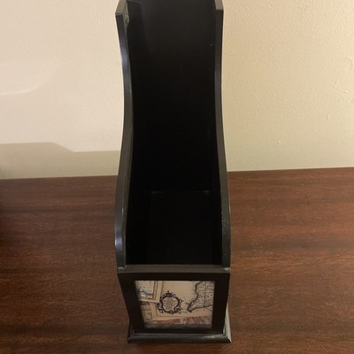 Vertical File Organizer, 1 Compartment Desktop Magazine Holder, Wood & World Map