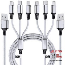 Multi Charging Cable, 10ft 2Pack Multi Phone Charger Cable Braided Universal 3
