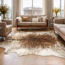Western Decor Faux Fur Cowhide Rug, 3.6 x 2.3 Feet Premium Animal Skin Cow Hi...