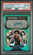 2023 Prizm Draft Picks Jared Mccain Sensational Signatures Green Prizm PSA 10