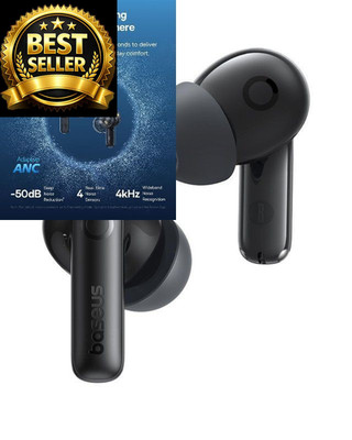 Baseus Bass BP1 Pro Noise Cancelling Wireless Earbuds, Real-Time Space Black