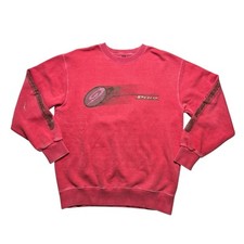 PIKO Sudadera Longboard Hawaiana Mediana Pullover Top Rojo Retro Vintage Años 90