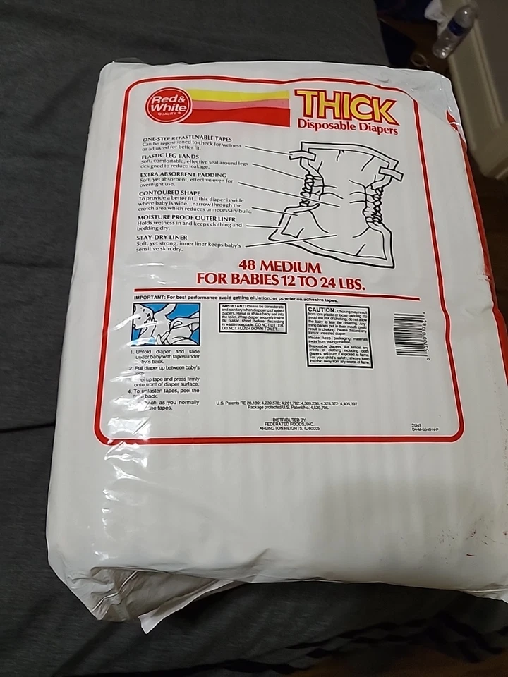 Pack de 48 pañales medianos vintage de plástico años 80 Foto 2 de 2