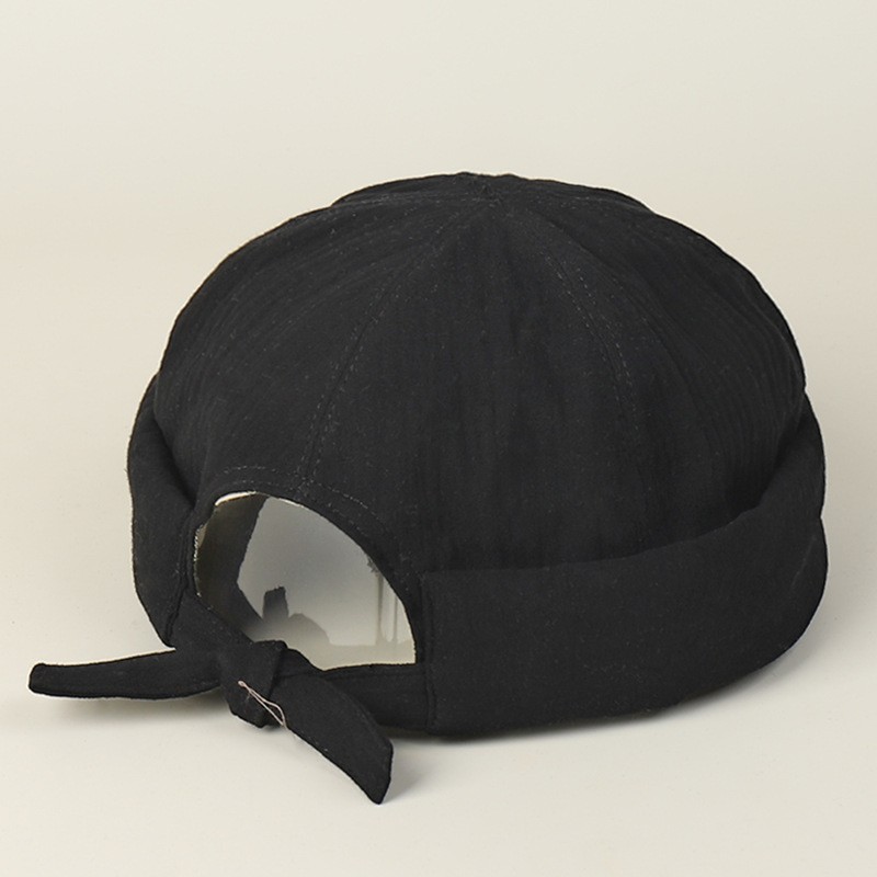 Women Docker Hat Rolled Cuff Brimless Cotton Beanie Sailor Cap Adjustable Rolled