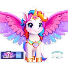 YFAFENG 56" Giant Unicorn Kite for Adult, Easy Fly Rainbow 56  33", Pink