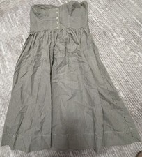 American Eagle Strapless Striped Sundress Size 10 Olive Green Smocked