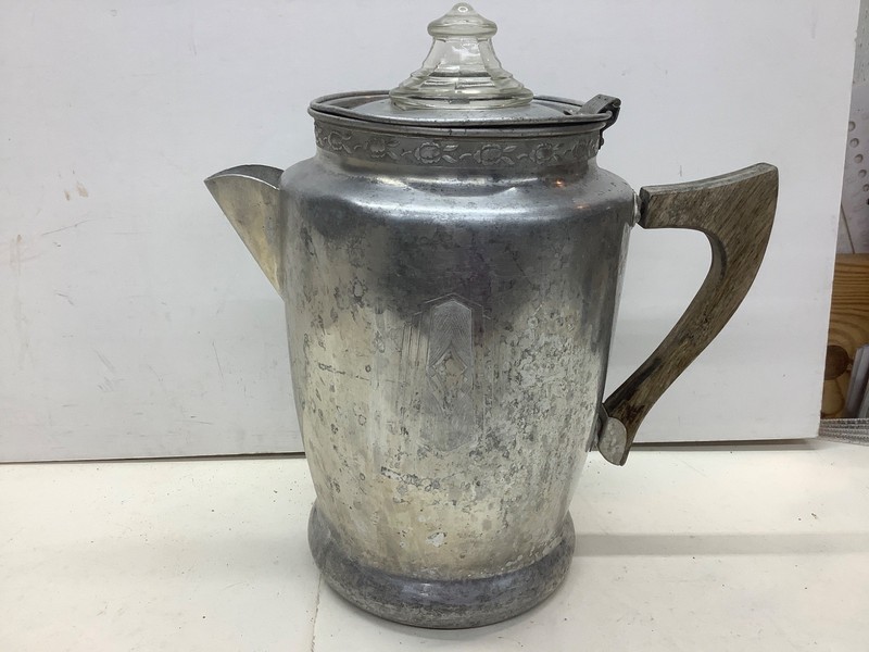 Mid-Century Aluminum Stovetop Coffee Pot Percolator-Camping Made In USA