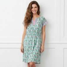 Talbots Dress Size 12 100% Cotton Voile Fit & Flare Dress Pretty Primrose