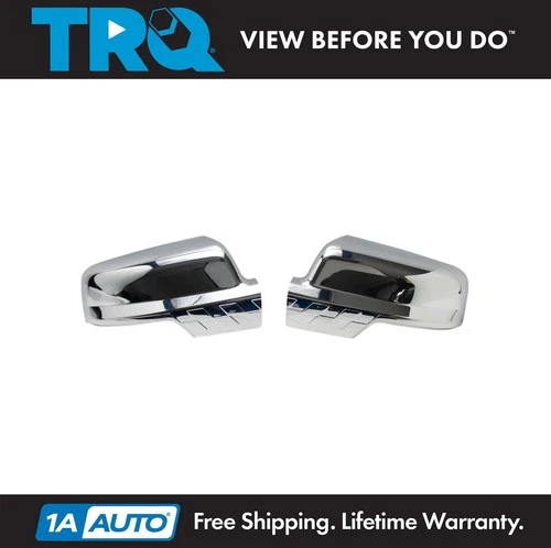 TRQ 2pc Exterior Mirror Cap Cover Set Turn Signal Chrome LH & RH for Ram 1500
