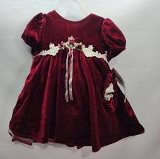 Rare Editions Vintage Burgundy Dress W/Bloomers And Bow. Sz 18 M
