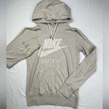 Nike Women's Beige Hoodie with Logo size small