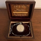 Vintage Antique Longines Pocket Watch White Gold Filled w/ GF Chain & Box 17 Jew