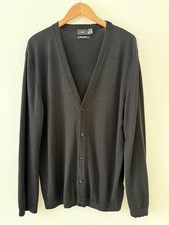 H M Merino Wool Button Front Sweater Black Cardigan Men's M Minimalist Office