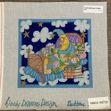 Handpainted Needlepoint Canvas Wooly Bedtime Stories Read Description