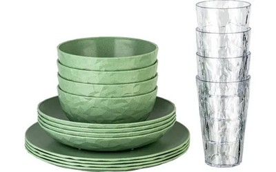 Koziol Exklusiv Göteborg Geschirr-Set 16-tlg. grün für 4 Personen Essen-  B-Ware