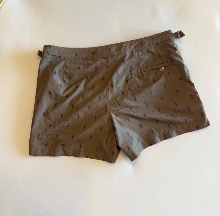 Neil Barrett Olive Green Lightning Bolt Swim Trunks Shorts Men’s Size L - Image 2 of 4