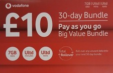 vodaphone prepaid £10 pay as you go sim unlimited texts and calls new sealed