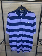 VTG 90s Polo Ralph Lauren Shield Crest Striped Shirt Medium Purple Navy