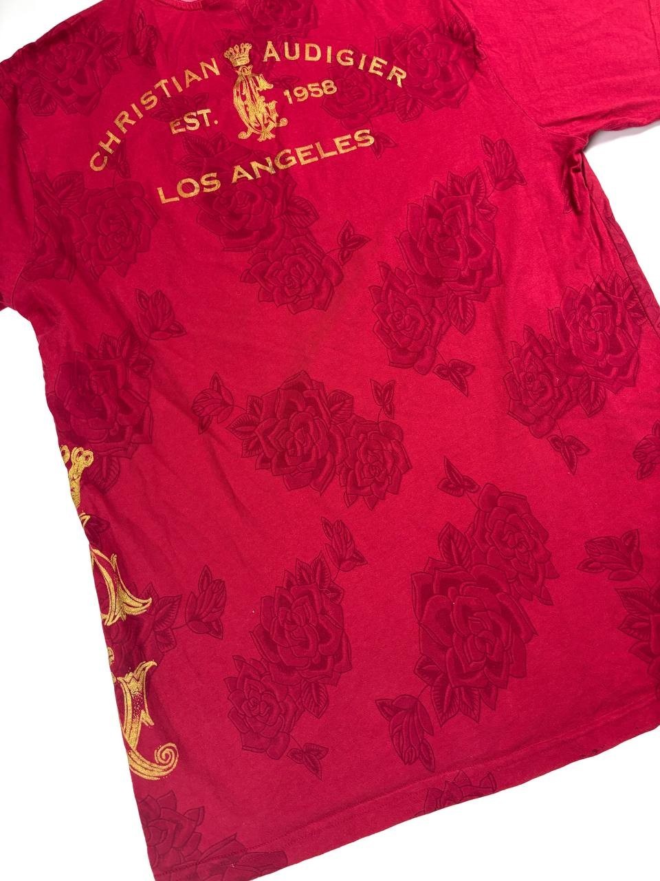 Christian Audigier by Ed Hardy All-Over Printed Polo Tee Red XL Made in USA image 7