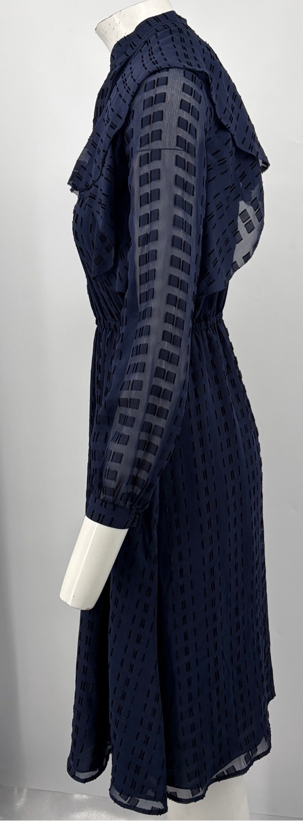 Tory Burch Navy Long Sleeve Embroidered Capelet-Sleeve A-Line Dress sz 0 thumbnail 2