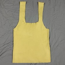 Abercrombie Fitch Yellow Knit Square Neck Tank Top XL, Sleeveless Camisole