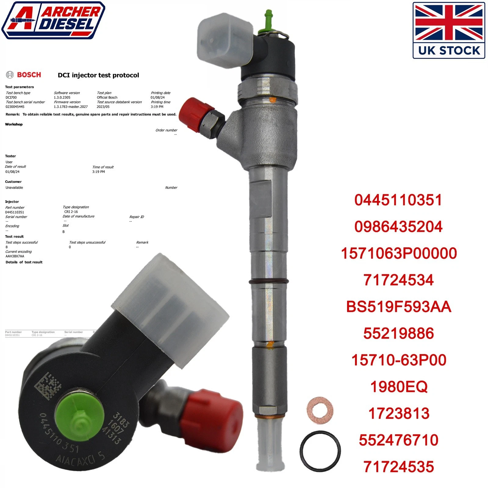 Alfa Romeo Fiat Diesel Injector | 1.3 CDTI | Bosch 0445110351 0986435204