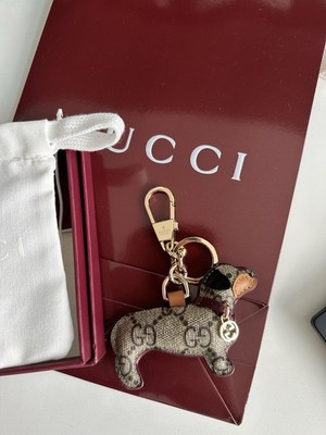 Gucci Taschenanhänger in Hundeform Karabinerhaken und Schlüsselring neu