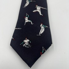 Lands' End Baseball Players Novelty Men's Necktie 100% Silk Made In USA
